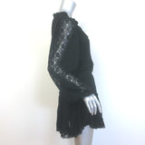 MISA Tassel-Tie Blouson Sleeve Lace Mini Dress Black Size Medium