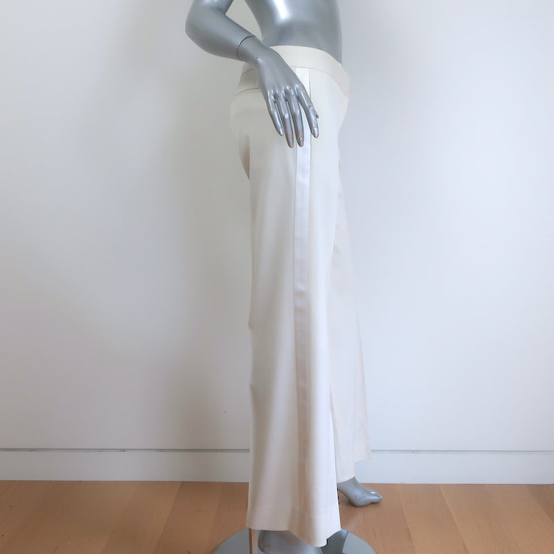 Burberry Satin-Trimmed Tuxedo Ivory Stretch Wool Size 38/40 Jacket &amp; Pants Suit