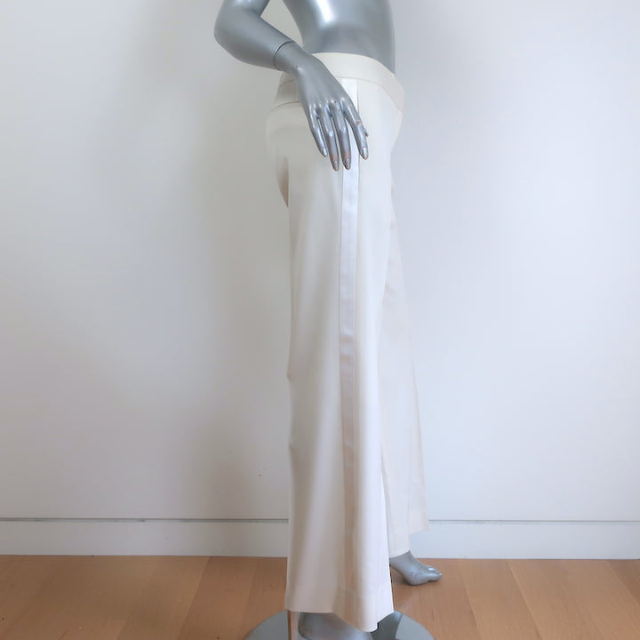 Burberry Satin-Trimmed Tuxedo Ivory Stretch Wool Size 38/40 Jacket &amp; Pants Suit