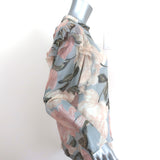 Jason Wu Collection Blouse Light Blue Floral Print Ruffled Chiffon Size 10