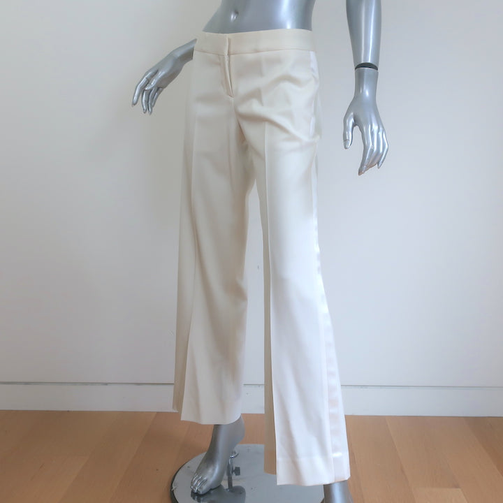 Burberry Satin-Trimmed Tuxedo Ivory Stretch Wool Size 38/40 Jacket &amp; Pants Suit