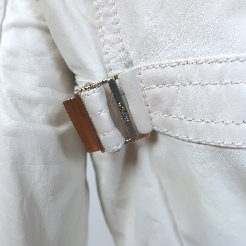 Gucci Leather Bomber Jacket Cream Size 40
