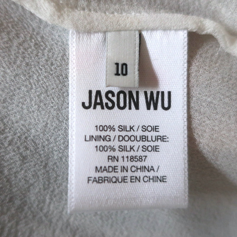 Jason Wu Collection Blouse Light Blue Floral Print Ruffled Chiffon Size 10
