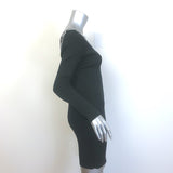 Off-White Crisscross Logo Band Mini Dress Black Ribbed Knit Size 42 NEW