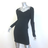 Off-White Crisscross Logo Band Mini Dress Black Ribbed Knit Size 42 NEW