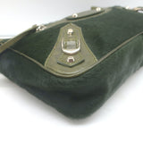 Balenciaga City Pouch Olive Green Calf Hair & Leather Mini Clutch Bag