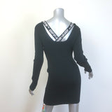 Off-White Crisscross Logo Band Mini Dress Black Ribbed Knit Size 42 NEW