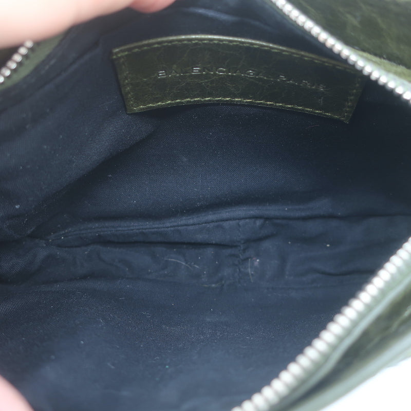 Balenciaga City Pouch Olive Green Calf Hair &amp; Leather Mini Clutch Bag