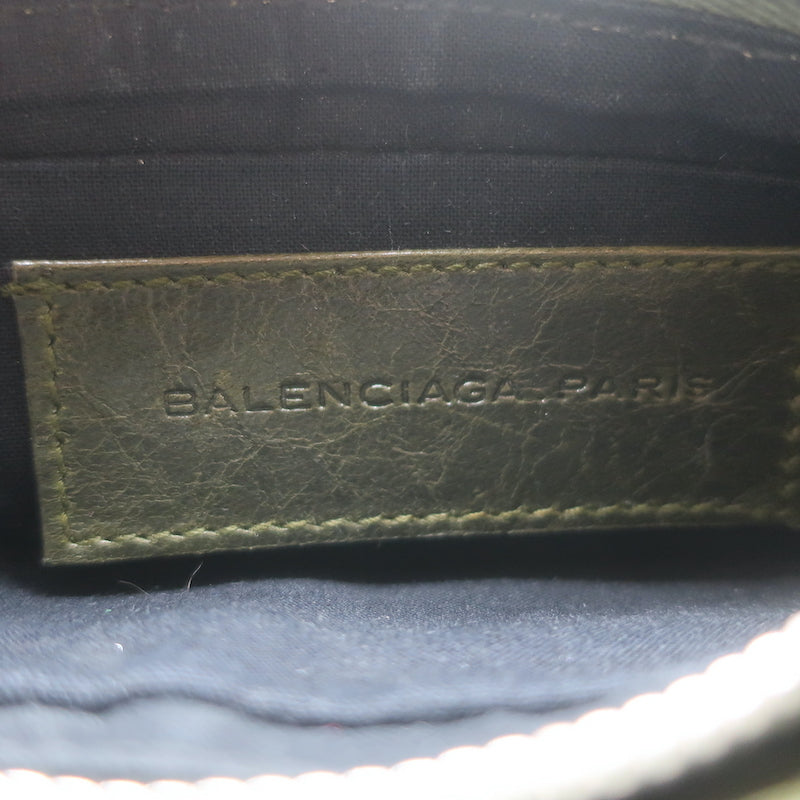 Balenciaga City Pouch Olive Green Calf Hair &amp; Leather Mini Clutch Bag
