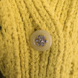 Chanel Open Knit Cardigan Yellow Cotton-Blend Size 38 V-Neck Oversized Sweater