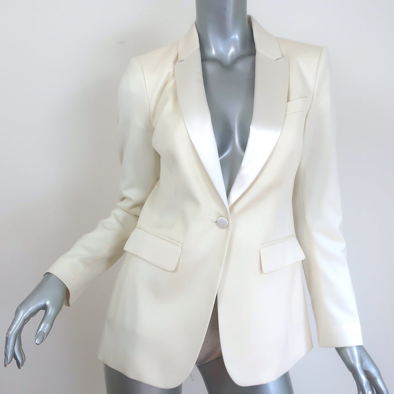 Burberry Satin-Trimmed Tuxedo Ivory Stretch Wool Size 38/40 Jacket &amp; Pants Suit