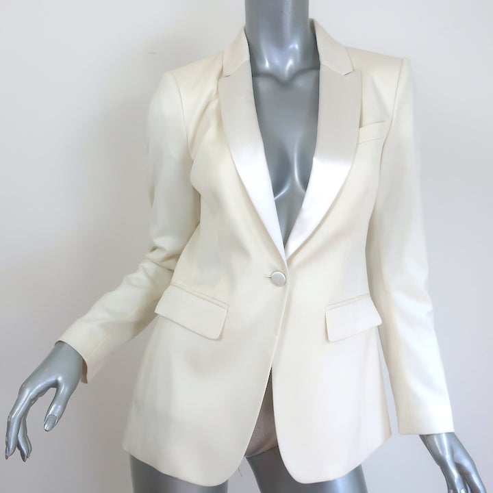 Burberry Satin-Trimmed Tuxedo Ivory Stretch Wool Size 38/40 Jacket &amp; Pants Suit