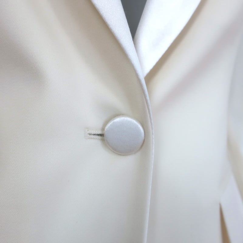 Burberry Satin-Trimmed Tuxedo Ivory Stretch Wool Size 38/40 Jacket &amp; Pants Suit
