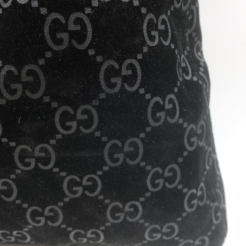 Vintage Gucci Tom Ford GG Monogram Suede Slim Horsebit Hobo Bag Black
