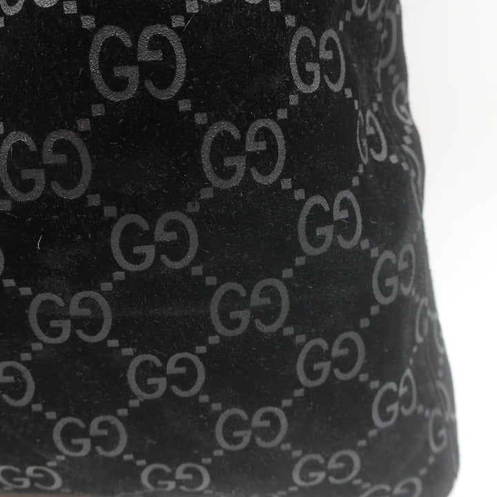 Vintage Gucci Tom Ford GG Monogram Suede Slim Horsebit Hobo Bag Black