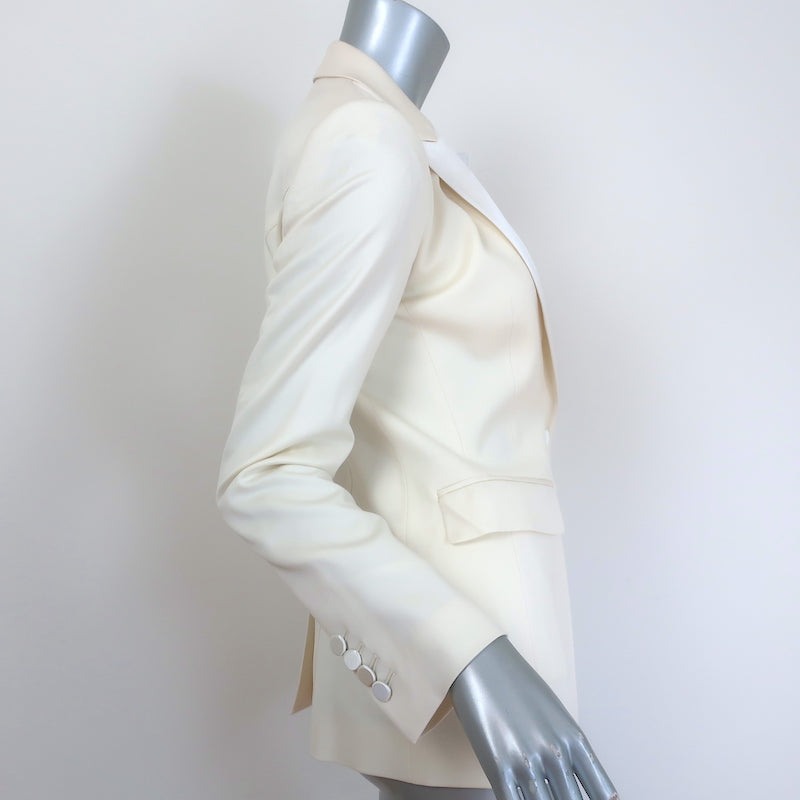 Burberry Satin-Trimmed Tuxedo Ivory Stretch Wool Size 38/40 Jacket &amp; Pants Suit