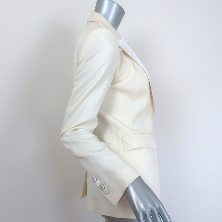 Burberry Satin-Trimmed Tuxedo Ivory Stretch Wool Size 38/40 Jacket &amp; Pants Suit