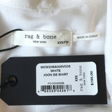 Rag & Bone Joon Short Sleeve Shirt White Size Extra Extra Small Crop Top NEW