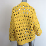 Chanel Open Knit Cardigan Yellow Cotton-Blend Size 38 V-Neck Oversized Sweater