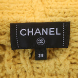 Chanel Open Knit Cardigan Yellow Cotton-Blend Size 38 V-Neck Oversized Sweater