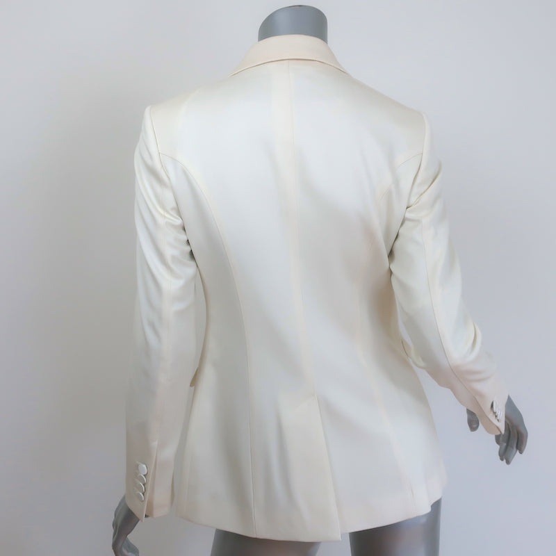 Burberry Satin-Trimmed Tuxedo Ivory Stretch Wool Size 38/40 Jacket &amp; Pants Suit