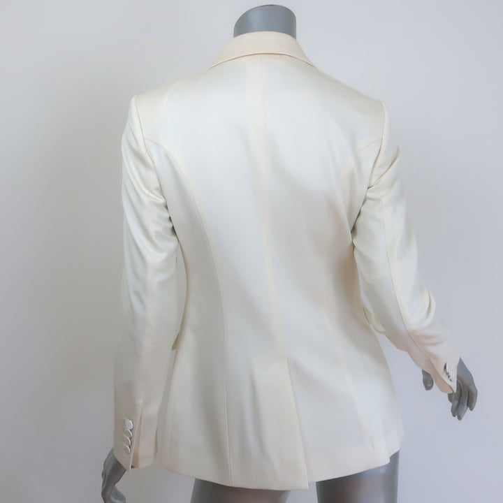 Burberry Satin-Trimmed Tuxedo Ivory Stretch Wool Size 38/40 Jacket &amp; Pants Suit