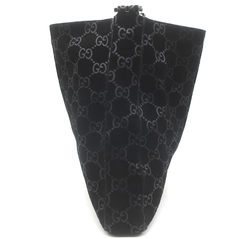 Vintage Gucci Tom Ford GG Monogram Suede Slim Horsebit Hobo Bag Black