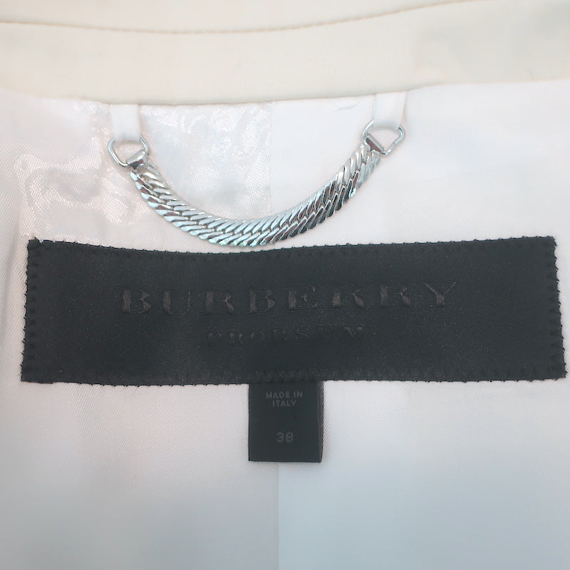 Burberry Satin-Trimmed Tuxedo Ivory Stretch Wool Size 38/40 Jacket &amp; Pants Suit