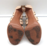 Alaia Lace-Up Cutout Booties Nude Leather Size 38.5 Open Toe Ankle Boots