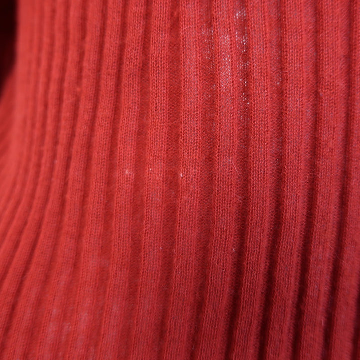 Balmain Button-Embellished Ribbed Knit Sweater Red Alpaca-Blend Size 44
