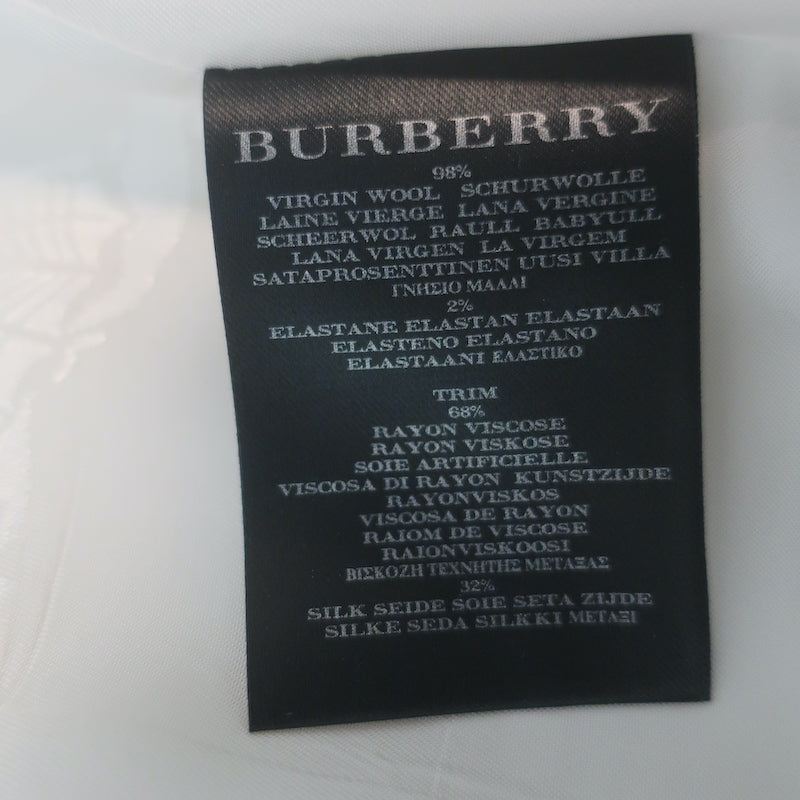 Burberry Satin-Trimmed Tuxedo Ivory Stretch Wool Size 38/40 Jacket &amp; Pants Suit