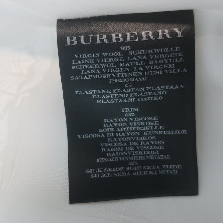 Burberry Satin-Trimmed Tuxedo Ivory Stretch Wool Size 38/40 Jacket &amp; Pants Suit