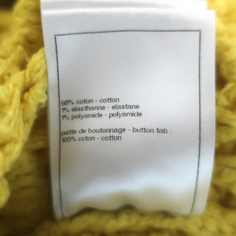 Chanel Open Knit Cardigan Yellow Cotton-Blend Size 38 V-Neck Oversized Sweater