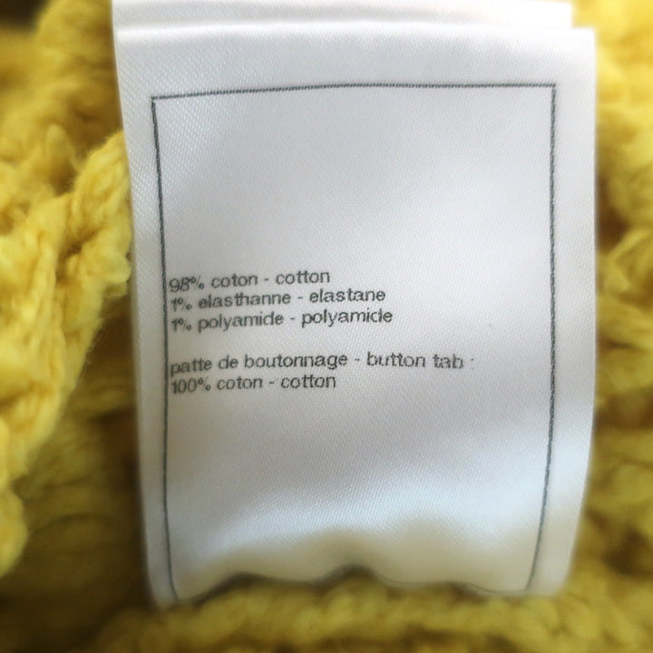 Chanel Open Knit Cardigan Yellow Cotton-Blend Size 38 V-Neck Oversized Sweater
