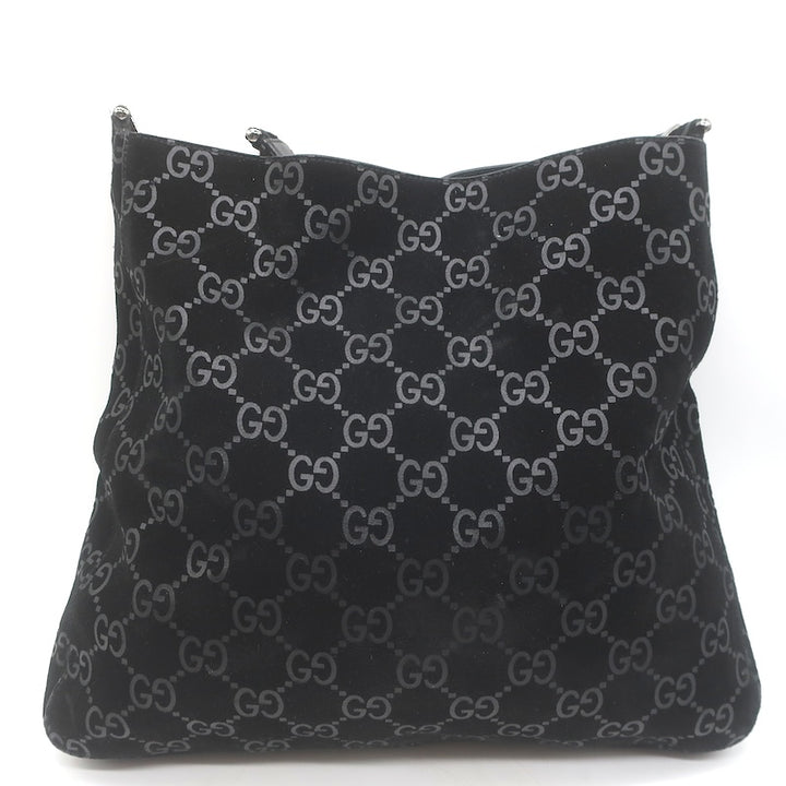Vintage Gucci Tom Ford GG Monogram Suede Slim Horsebit Hobo Bag Black