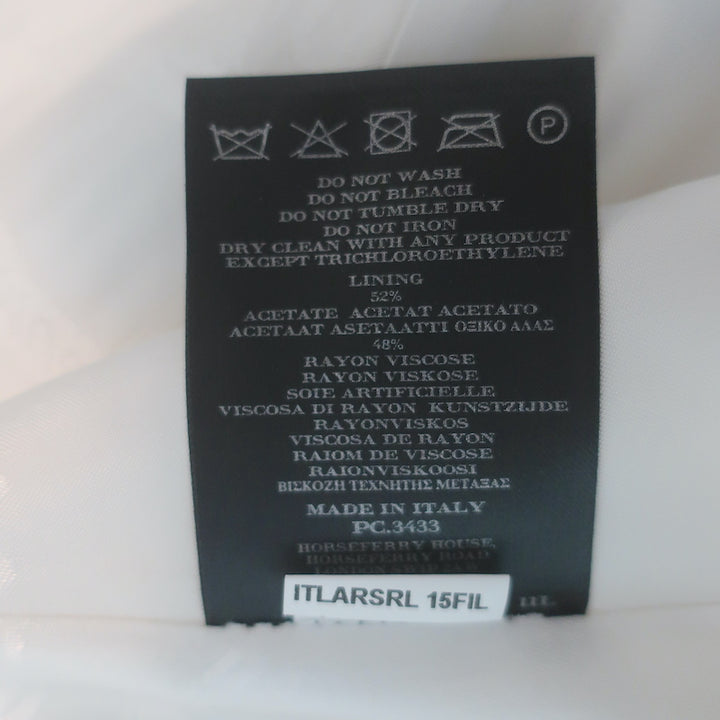 Burberry Satin-Trimmed Tuxedo Ivory Stretch Wool Size 38/40 Jacket &amp; Pants Suit