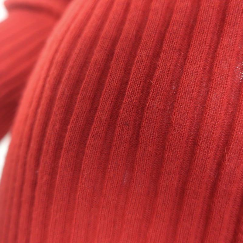 Balmain Button-Embellished Ribbed Knit Sweater Red Alpaca-Blend Size 44