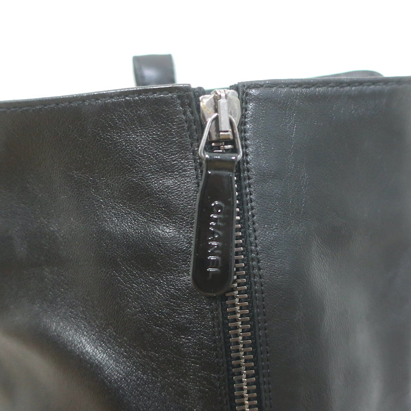Chanel Cap Toe Over the Knee Boots Black Lambskin and Patent Leather Size 39.5