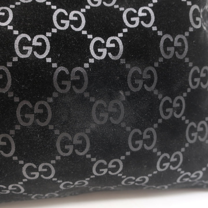 Vintage Gucci Tom Ford GG Monogram Suede Slim Horsebit Hobo Bag Black