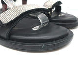 STAUD Betty Rhinestone Sandals Black Leather Size 41