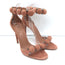 Alaia Bombe Studded Sandals Pink Suede Size 38.5 Ankle Strap Heels