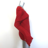 Balmain Button-Embellished Ribbed Knit Sweater Red Alpaca-Blend Size 44