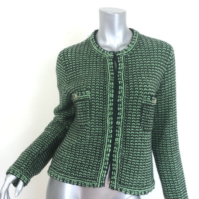 Chanel Cashmere Tweed Cardigan Jacket Sage Green Size 44