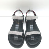 STAUD Betty Rhinestone Sandals Black Leather Size 41