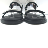 STAUD Betty Rhinestone Sandals Black Leather Size 41