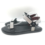 STAUD Betty Rhinestone Sandals Black Leather Size 41