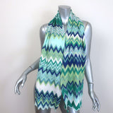 Missoni Zig Zag Knit Scarf Aqua/Cream Cotton-Blend