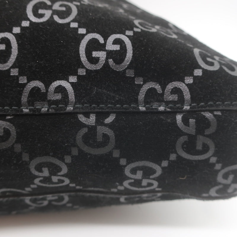 Vintage Gucci Tom Ford GG Monogram Suede Slim Horsebit Hobo Bag Black