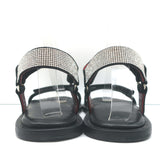 STAUD Betty Rhinestone Sandals Black Leather Size 41