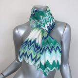 Missoni Zig Zag Knit Scarf Aqua/Cream Cotton-Blend